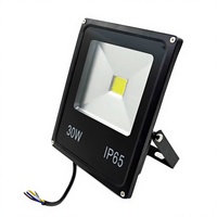 Projecteur LED 30W avec lumière blanc chaud CCT IP67, boîtier en aluminium noir, alimentation AC, puce SMD, utilisation en extérieur, jardin