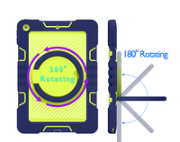 Coque de protection robuste en silicone pour PC, avec béquille rotative à 360° et sangle de transport, pour iPad 10.2 (7e, 8e, 9e génération)