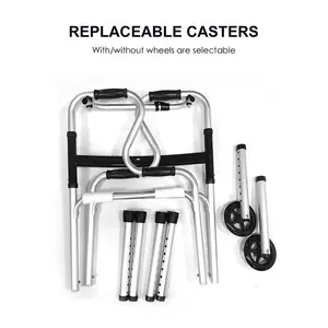 Personalizado médico de aluminio adultos discapacitados ancianos <span class=keywords><strong>personas</strong></span> <span class=keywords><strong>mayores</strong></span> andador vertical marco plegable ayudas para caminar con asiento - Product Image 2