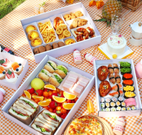 Boîte de pique-nique pour le camping, boîte à emporter pour les sorties printanières, bento pour le thé de l'après-midi, boîte en papier jetable pour desserts et petits repas
