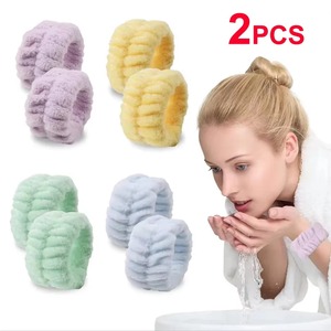 2PCS Reusable Spa Wrist Washband Soft <b>Microfiber</b> <b>Towel</b> Wristbands For Washing Face Women Girl Yoga Running Sport Wrist Sweatband - Product Image 1