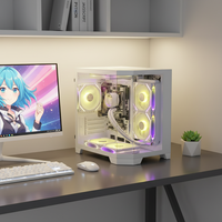 Boîtier PC Micro-ATX Pcooling New Mid Tower avec fenêtre transparente, extérieur et intérieur blancs, USB 3.0, verre trempé.