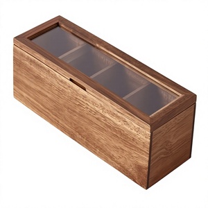 Acacia Wood <b>Tea</b> Storage <b>Box</b> Rectangle Custom Size Brown Glossy Lid for Kitchen <b>Tea</b> Bags 5kg Multifunction Design Cheap Price - Product Image 6
