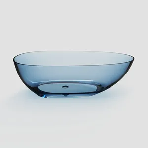 Classic Egg Oval Shape Resin Freestanding Crystal Great Manufactory Solid Surface Clear Plastic Safety Glass Bathtub