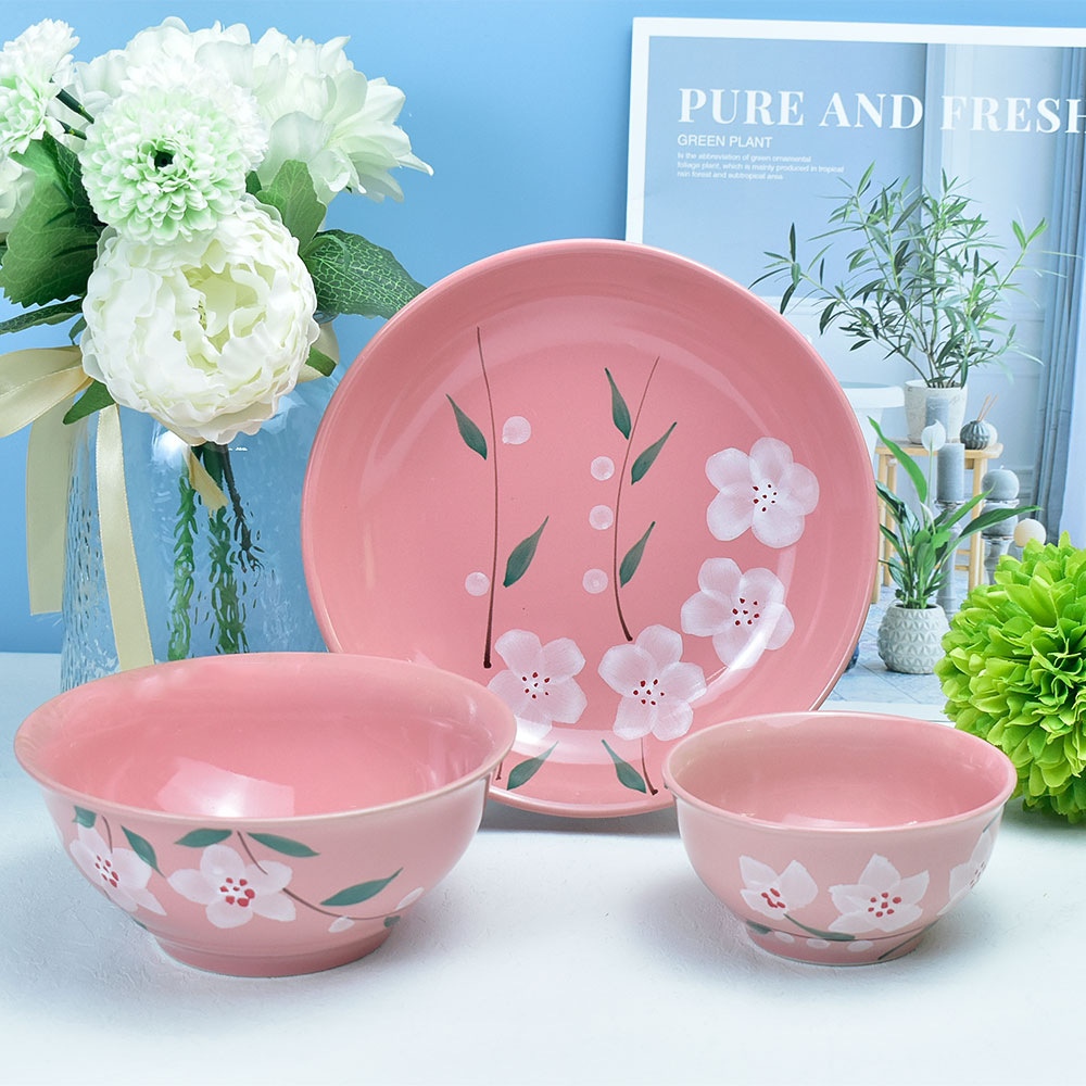 Set Piatti E Ciotole Tokyo Design Studio Glassy Pink - 8 Pezzi In Gres, Smalto Raku, Stile Giapponese, Rosa - 2
