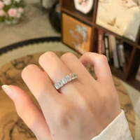 Anello a fascia squisito taglio smeraldo chiaro con diamante coltivato in laboratorio, in oro giallo 18K, per donna, gioielli raffinati, anello con diamante coltivato in laboratorio