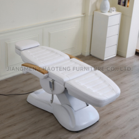 Table de massage électrique professionnelle de luxe pour salon de beauté, réglable en hauteur, avec plateau incurvé, blanche