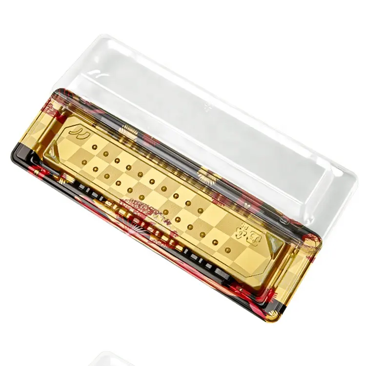 Longer Rectangle Sashimi Platter Trays Plastic Packaging Box Disposable Sushi Box Golden