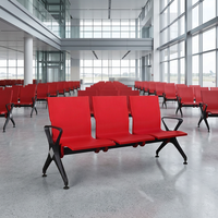 Chaise d'attente publique en PU de haute qualité avec structure robuste en fer et cadre en aluminium, option USB, idéale pour les aéroports et les hôpitaux