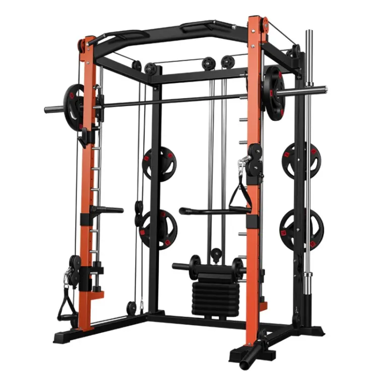 Thuisgebruik Multifunctionele Power Squat Rack Kooi Body Building Fitnessapparatuur Trainer Smith Machine Home Gym