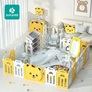Toddler foldable plastic playard portable indoor game outdoor gate pen play yard safety fence kids baby playpens for children