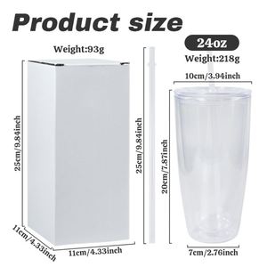 Gobelet isotherme personnalisé à double paroi de 24 oz, réutilisable, style boule à neige classique, avec couvercle transparent et paille, idéal pour les fêtes - Product Image 2