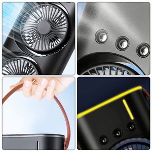 Wholesale Mist <b>Fan</b> Portable LED Lighting 360° Oscillation Two <b>Head</b> Water Tank <b>Fan</b> for Camping & Picnics - Product Image 5