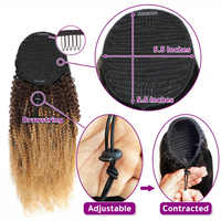 Brésilien brut Hilight Ombre #1B-4-27 Extension de queue de cheval avec cordon de serrage en cheveux humains Remy Afro-KC Human Hai Ponytails