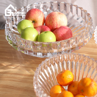 Plateau à fruits en verre gravé motif végétal écologique, présentoir à desserts, plateau de buffet pour hôtel, maison, fête, camping