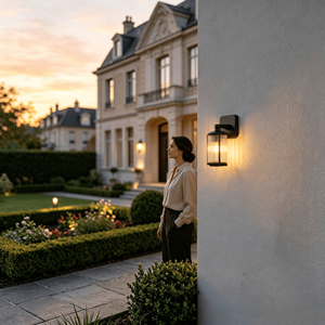 Lampada da Parete Esterna Moderna Nera Impermeabile E27 40W con Corpo in Alluminio e Diffusore in PC per Villa, Portico, Giardino, Balcone - Product Image 3