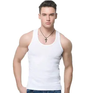 Men's Quick Dry Gym Sleeveless T-Shirts and Solid Vest Wholesale Cheap Cotton Polyester Tank Tops Summer Singlet