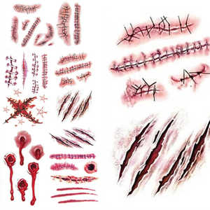 Pegatina de tatuaje de arte corporal temporal a prueba de agua para adolescentes cicatriz de Halloween mano espalda nombre calcomanía decorativa tatuaje corporal temporal - Product Image 6