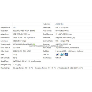 At070mj11 <span class=keywords><strong>7</strong></span> <span class=keywords><strong>inch</strong></span> màn hình 800*480 hiển thị <span class=keywords><strong>LCD</strong></span> at070mj11 <span class=keywords><strong>LCD</strong></span> Bảng điều chỉnh - Product Image 3