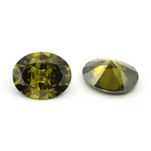 Bulk Oval Diamond Cut Peridot 5aaaaa Cubic Zirconia Big Stones CZ Gems