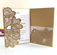 Feuilles d'invitation de mariage avec perle papier coloré découpé au Laser cartes d'invitation de vœux fournitures de fête de Baby Shower