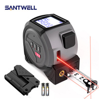 Télémètre laser industriel multifonction 3-en-1 avec ruban à mesurer 5m et télémètre 40/60m, laser croisé haute précision