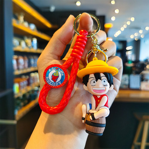 Portachiavi 3D Anime One Piece Luffy con Moschettone, Ciondolo Decorativo alla Moda per Uomini e Donne, Portachiavi con Bambola in PVC - Product Image 3