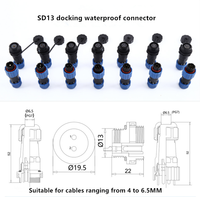 Connecteur étanche OEM IP68 SD13, 2 cœurs, raccordement mâle/femelle, bornes 10A, pour éclairage LED extérieur