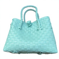 Sac fourre-tout en plastique tressé fait main écologique, résistant à l'eau, pour la plage et le shopping, sac à main artisanal durable