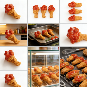Modelo de exhibición de comida rápida de plástico ecológico con sabor a salsa de tomate y BBQ Orleans para pollo frito (pierna y ala), tipo media película - Product Image 2