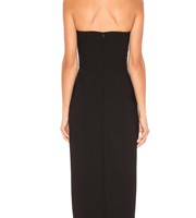 Robe de soirée longue moulante noire élégante pour femme 2026, sans bretelles, col cœur, fente haute