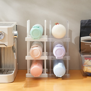 Estante de almacenamiento para vasos aislados, soporte para botellas de agua blanco transparente apilable de 3 capas para organización de gabinetes de cocina en el hogar - Product Image 3