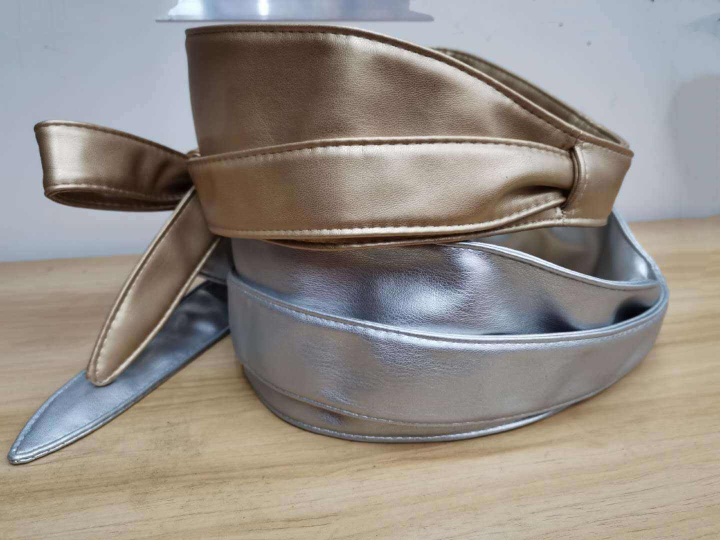 Women's Wide Soft PU Leather Tied Belt Obi Waistband