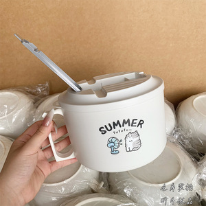 ชามบะหมี่กึ่งสำเร็จรูปซัมเมอร์ ฟูฟู พร้อมฝาปิด ดีไซน์การ์ตูน ปิดสนิท สำหรับใช้ในบ้าน - Product Image 1