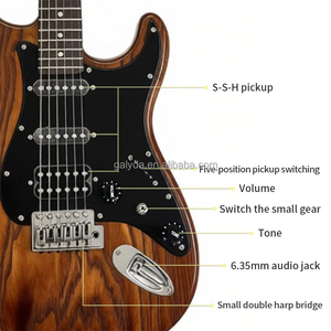 OEM ODM Factory High-end ST Electric Guitar Small Double-pickup Bridge <b>White</b> Ash Wood Body Carbonized Maple Neck - Product Image 2