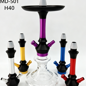 Chicha moderne à double tuyau en alliage d'aluminium, ensemble de fumage, options de couleurs violet et rouge, design droit - Product Image 2