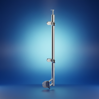 Poteau d'angle rond en acier inoxydable à fixation latérale pour balcon et escalier avec pince à verre et support de rail, utilisation extérieure