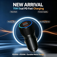 Pengisi Daya Mobil 75w Pengisi Daya Ponsel 30w Usb c Pengisi Daya Pemantik Rokok Pd Pps Pengisi Daya Mobil Pd45w Tipe-c boost 12 Volt Adaptor Mobil