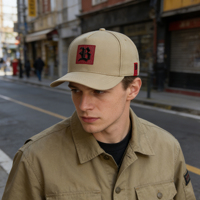 Gorra de Béisbol Ajustable con Parche Bordado del Logotipo 'B' en Color Caqui para Hombre y Uso Diario