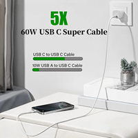 Câble de charge rapide USB-C Type C PD 60W tressé pour iPhone 17 16 15 Pro Max, Huawei, Xiaomi, Samsung, Google