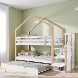 Durevole letto a castello multifunzionale in legno massello per bambini letto <span class=keywords><strong>cabina</strong></span> <span class=keywords><strong>con</strong></span> scala, 4 cassetti, Base a doghe per Hotel scolastico - Product Image 3