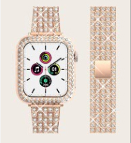 Cinturini per orologi di lusso con diamanti Bling con custodia per cinturini per cinturini <span class=keywords><strong>Apple</strong></span> <span class=keywords><strong>Watch</strong></span> <span class=keywords><strong>I</strong></span> <span class=keywords><strong>Watch</strong></span> <span class=keywords><strong>Se</strong></span> Bands 7 41mm 45mm 44mm cinturini Glitter - Product Image 4