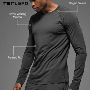 <b>Men's</b> Performance <b>Long</b> <b>Sleeve</b> <b>T</b>-<b>Shirt</b> 280 Grams Solid Eco-Friendly Compression Top with Moisture-Wicking Casual Training <b>Shirt</b> - Product Image 3