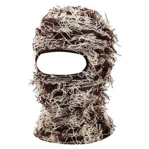 Großhandel gestrickte Sturmhaube Strick Voll gesichts maske Abdeckung Ein Loch Designer Grassy Distressed Sturmhaube Ski maske - Product Image 6