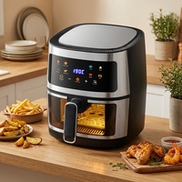 Four à friteuse à air numérique intelligent à grande capacité avec double panier, design moderne en aluminium carré, écran LCD, cuisson rapide