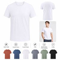T-shirt Homme Personnalisé en Gros, 175g Mélange Coton Polyester CVC Jersey, Logo Personnalisé OEM, Tailles S-4XL, Vêtement d'Entraînement Vierge