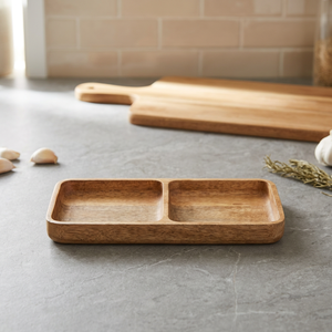 Plateau de service en bois de qualité supérieure à 2 compartiments avec plusieurs sections pour le rangement à la maison, au bureau, en cuisine ou en atelier, disponible en toutes tailles - Product Image 3