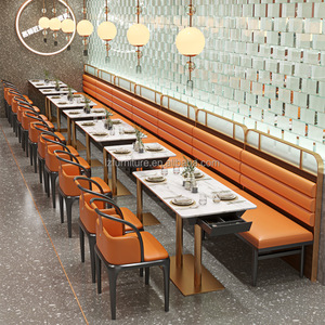 Ensemble de mobilier haut de gamme de luxe léger pour restaurant : banquette rembourrée et table à manger avec tiroirs, idéal pour les chaînes hôtelières - Product Image 1