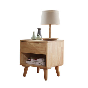 Solid Wood <b>Bedside</b> Cabinet Walnut Color With Drawer Storage Bedroom Furniture - Product Image 4