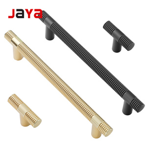Gagang Tarikan Lemari Dapur Kabinet Furnitur Oukali Modern Kuningan Krom Hitam Matt Gold Aluminium Alloy Knurled untuk Lemari Pakaian - Product Image 1